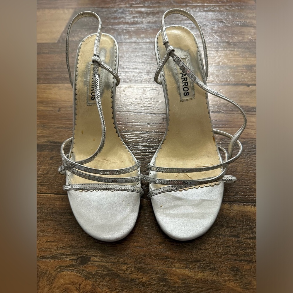 Caparros Silver Sequined Slingback Sandals size 8